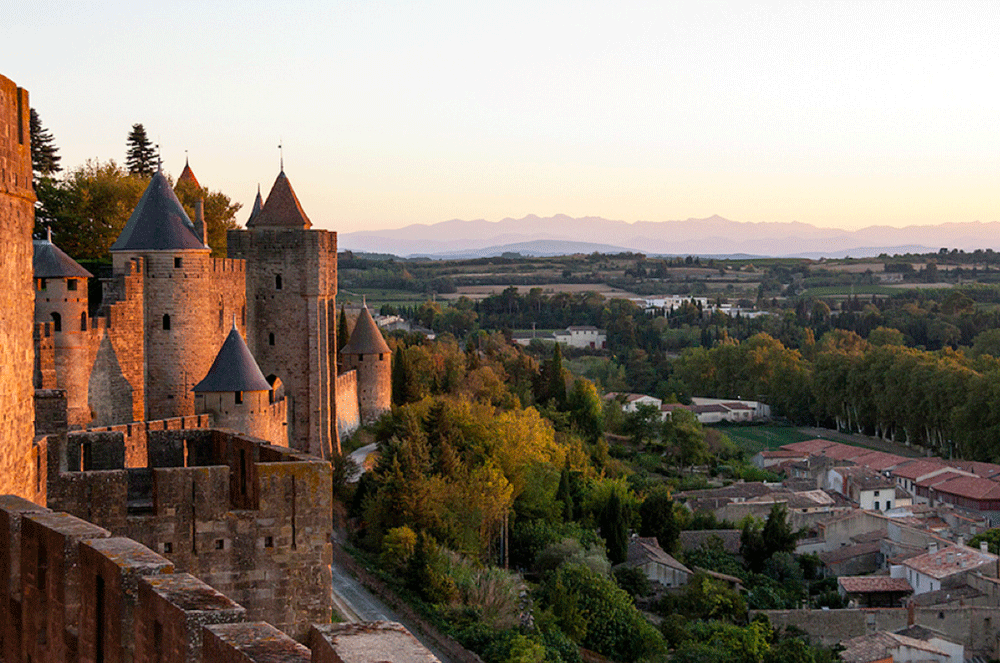 Carcassonne Castle in the evening